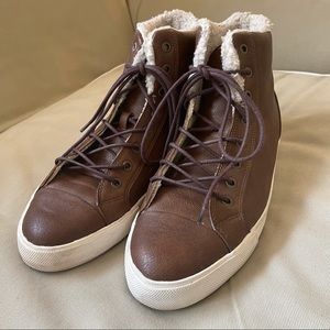 Aldo Brown Shearling Hi-Top Sneakers Size 11